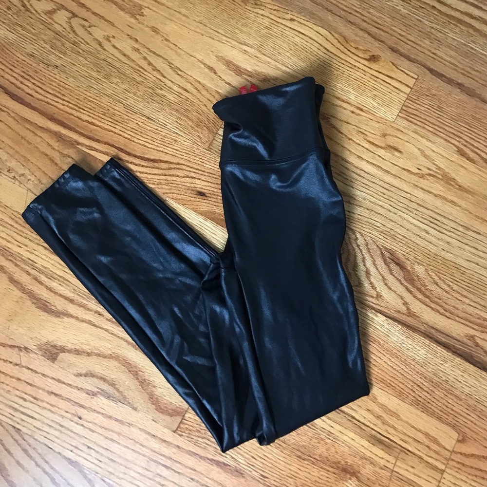Spanx Black Faux Leather Legging Petite